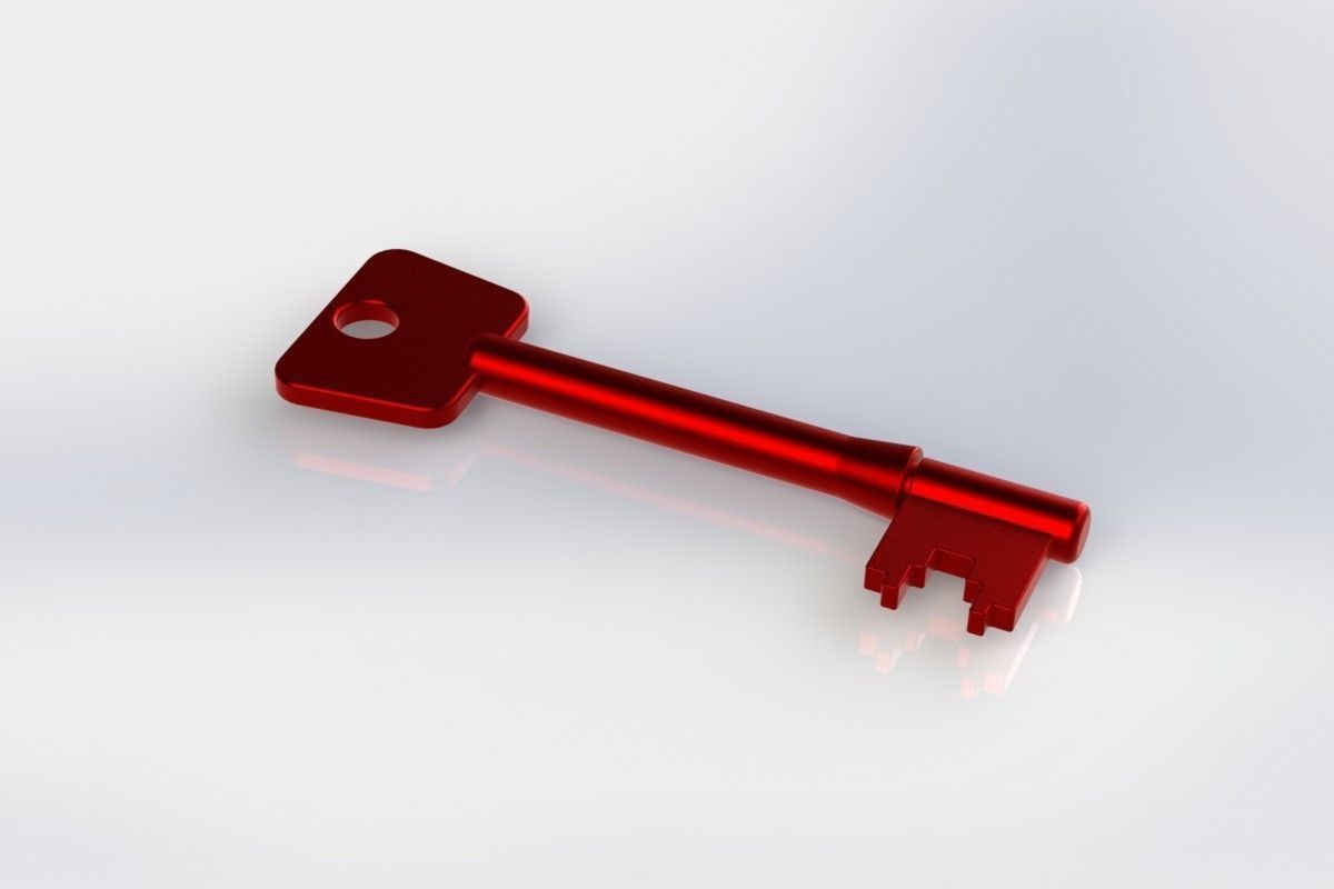 5 Lever Mortice Lock Key Free 3D model_1