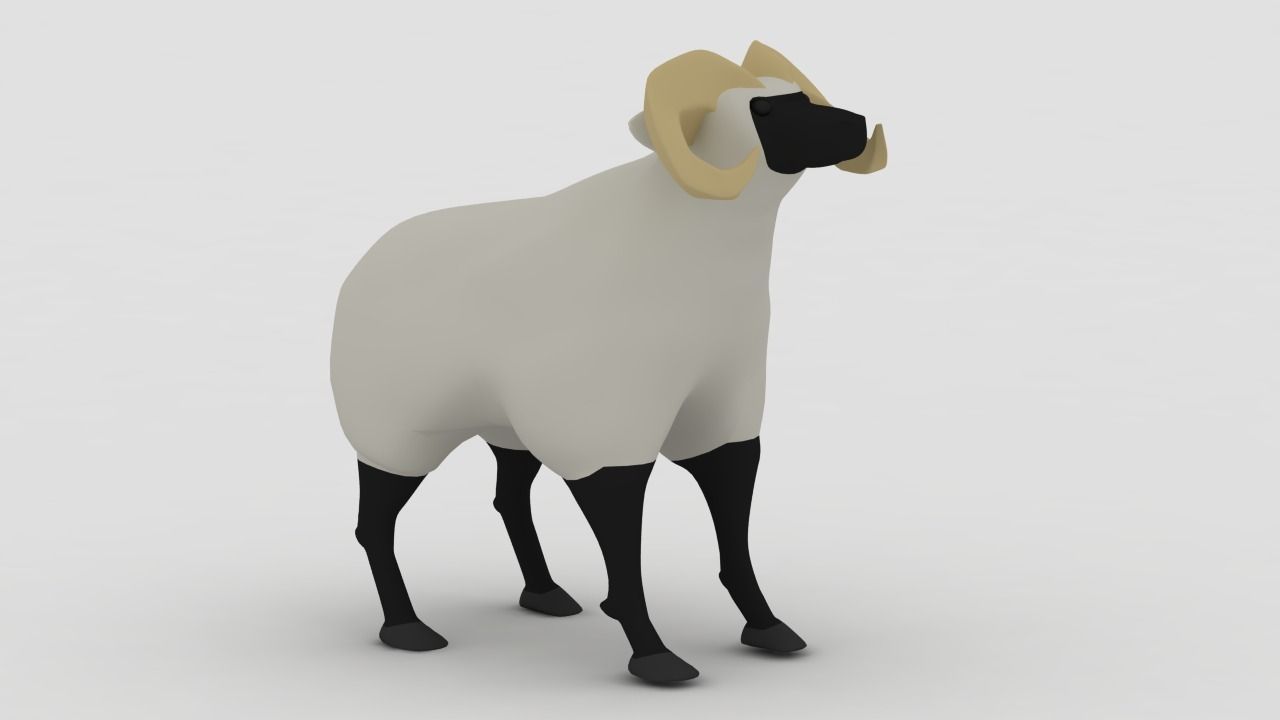 Ram sheep with long horns 3D model_0