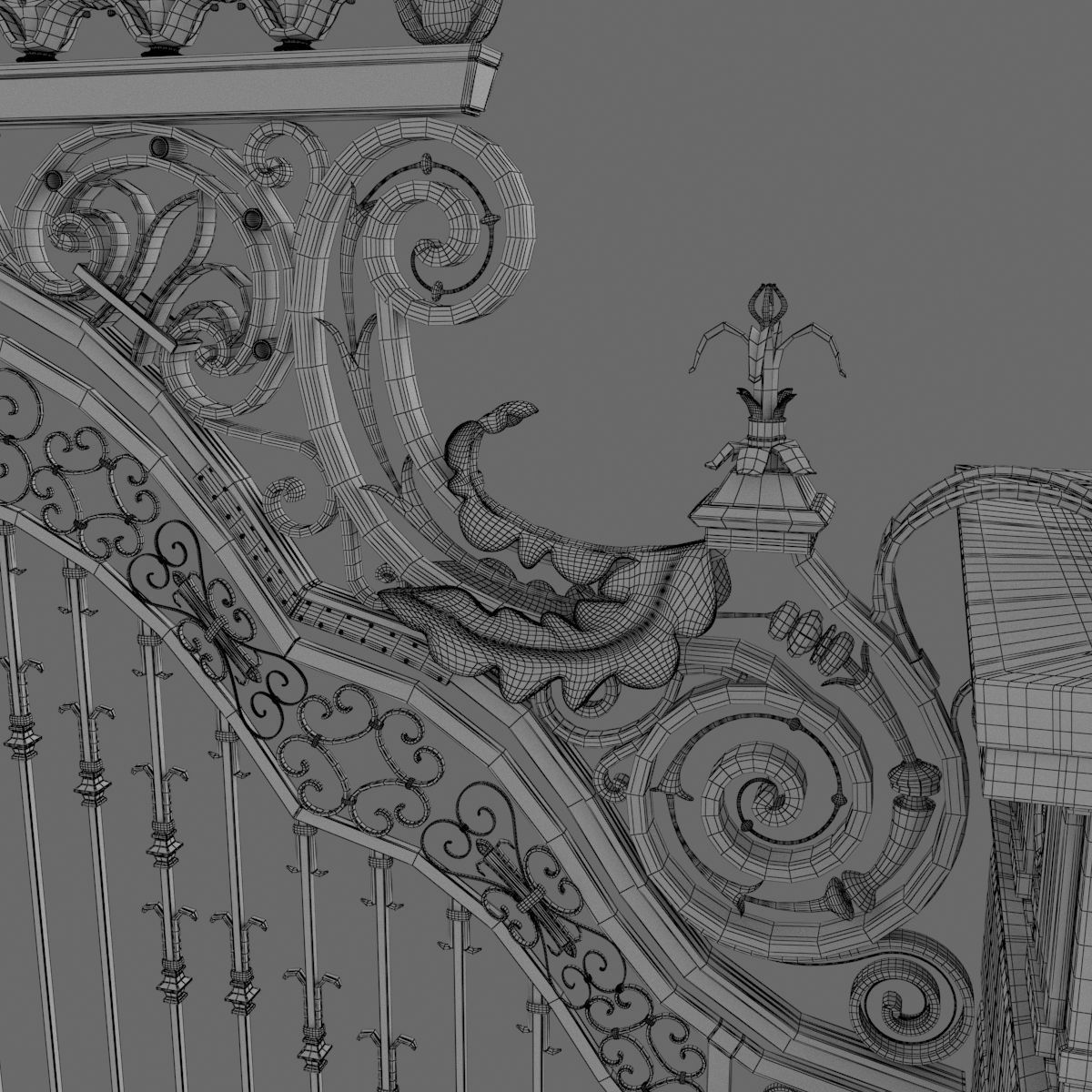 Exterior Mansion Gate 3D model_7