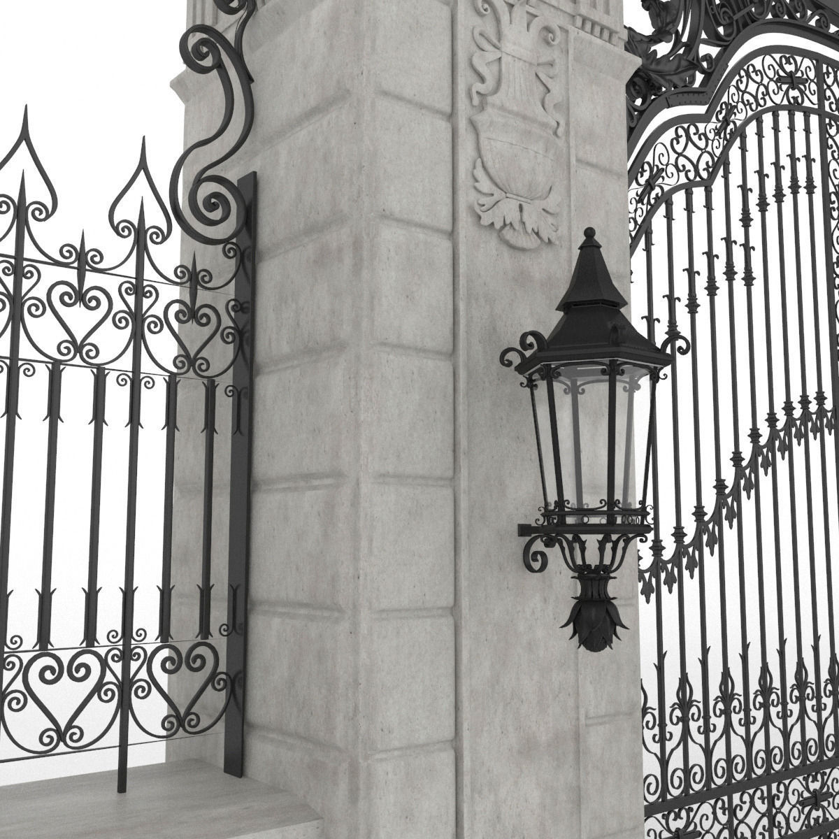 Exterior Mansion Gate 3D model_15