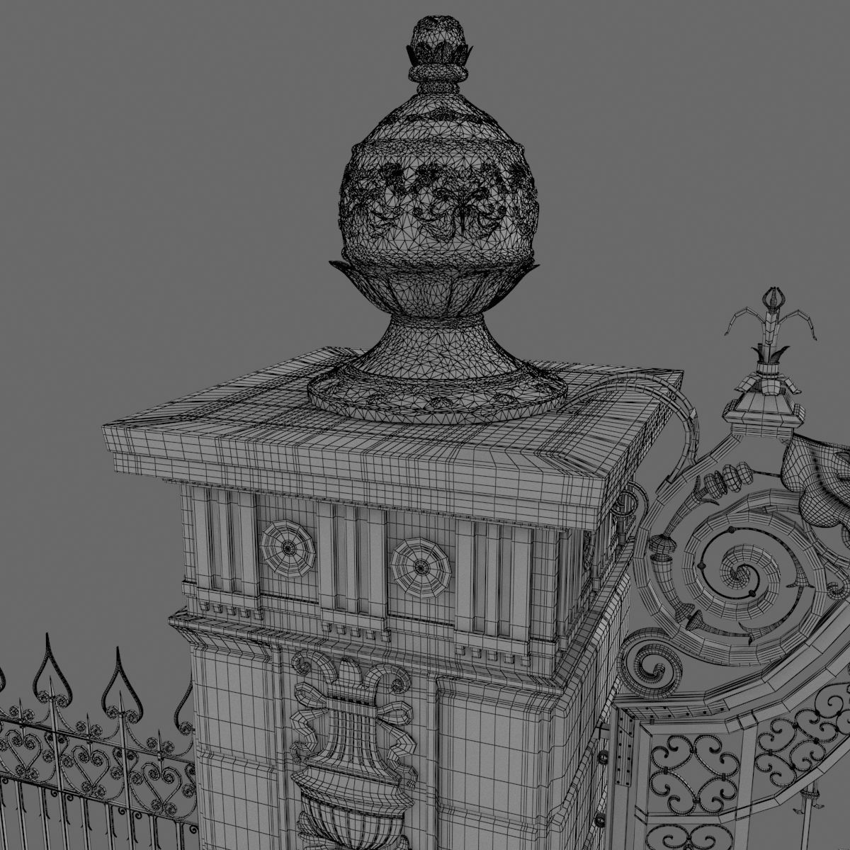 Exterior Mansion Gate 3D model_9