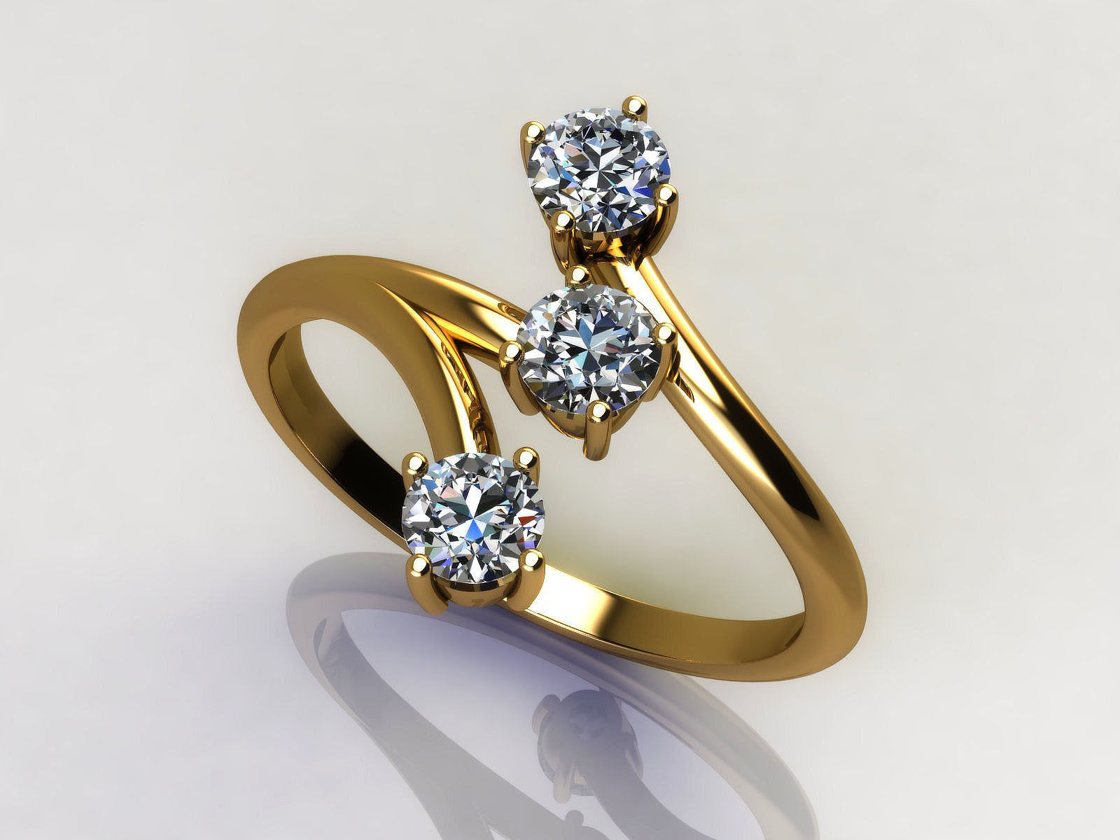 Trilogy fantasy with round diamonds 3D print model_1