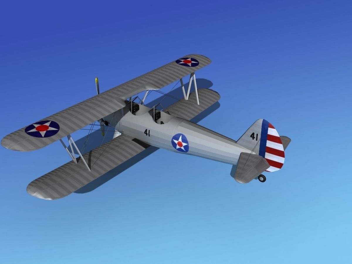 Stearman PT-17 Kaydet Military Trainer 3D model_8