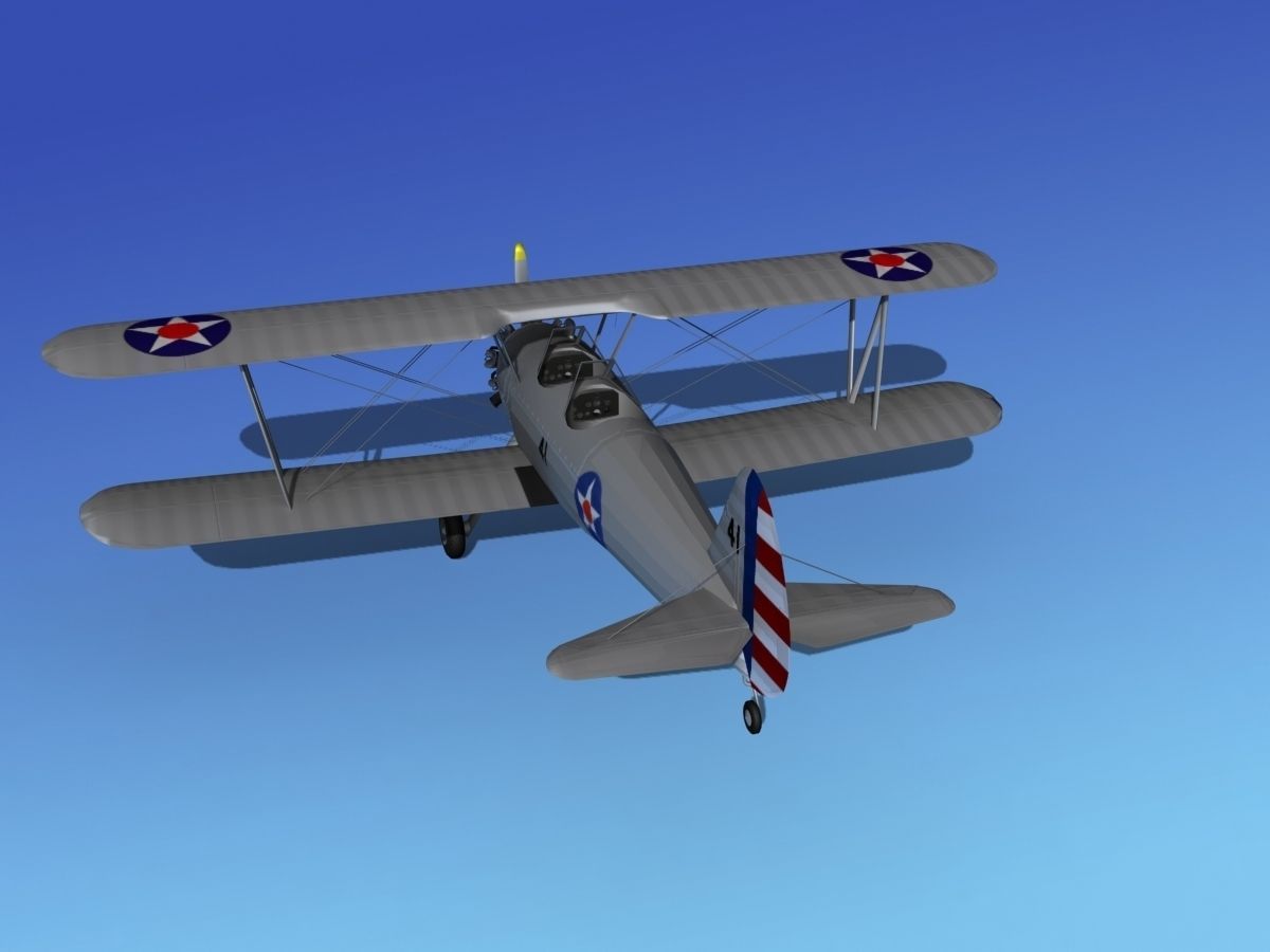 Stearman PT-17 Kaydet Military Trainer 3D model_7