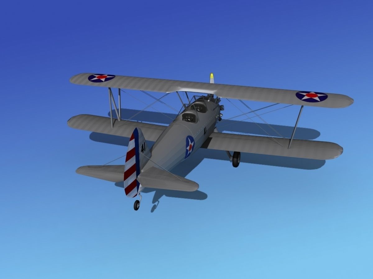 Stearman PT-17 Kaydet Military Trainer 3D model_6