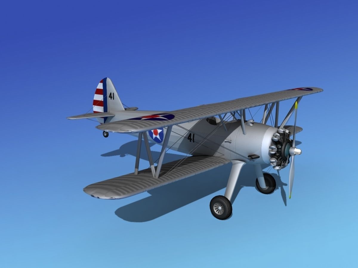 Stearman PT-17 Kaydet Military Trainer 3D model_3
