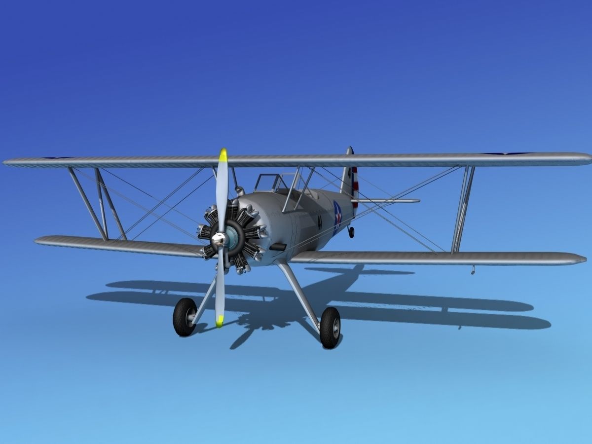 Stearman PT-17 Kaydet Military Trainer 3D model_1