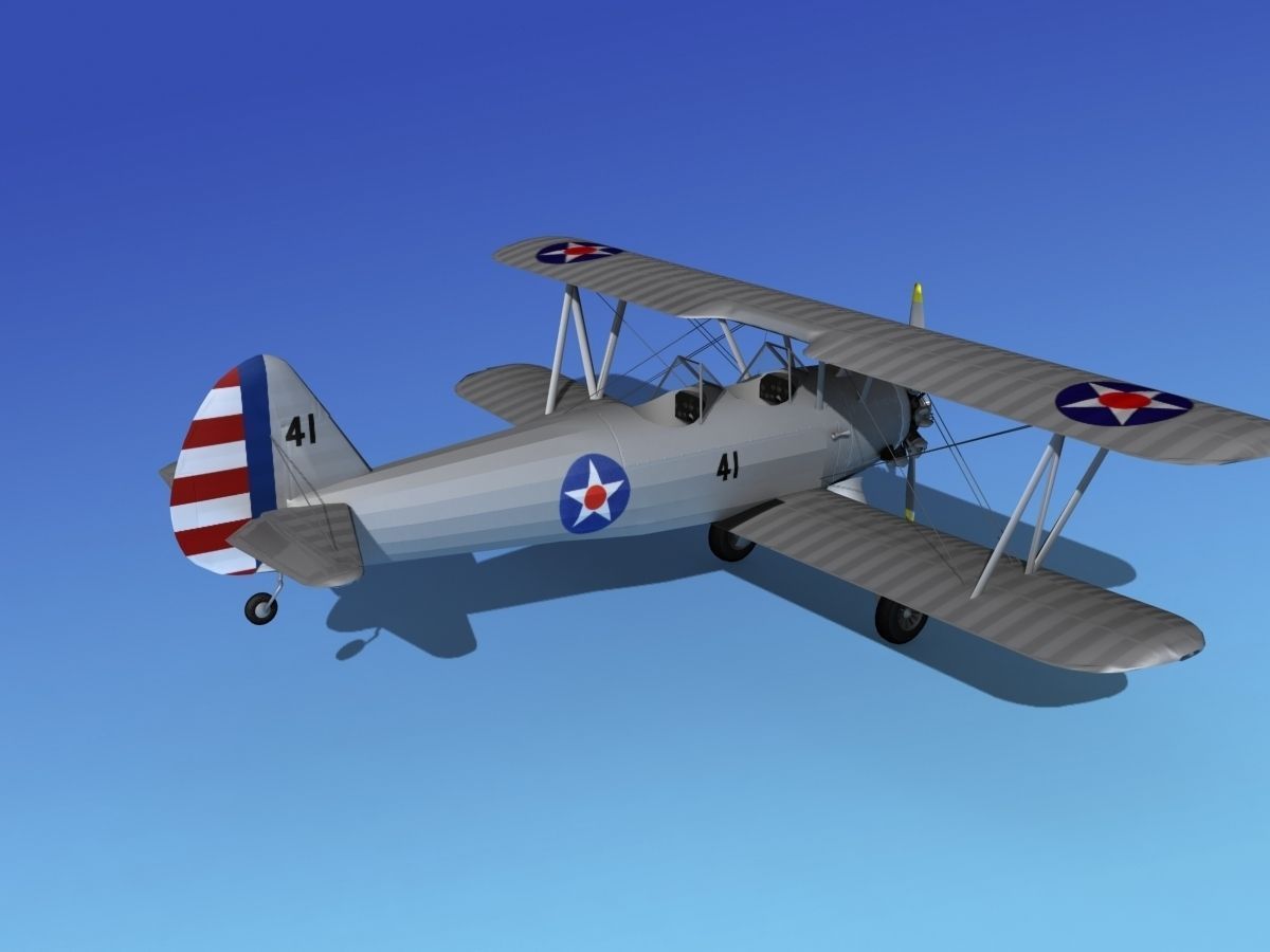 Stearman PT-17 Kaydet Military Trainer 3D model_5