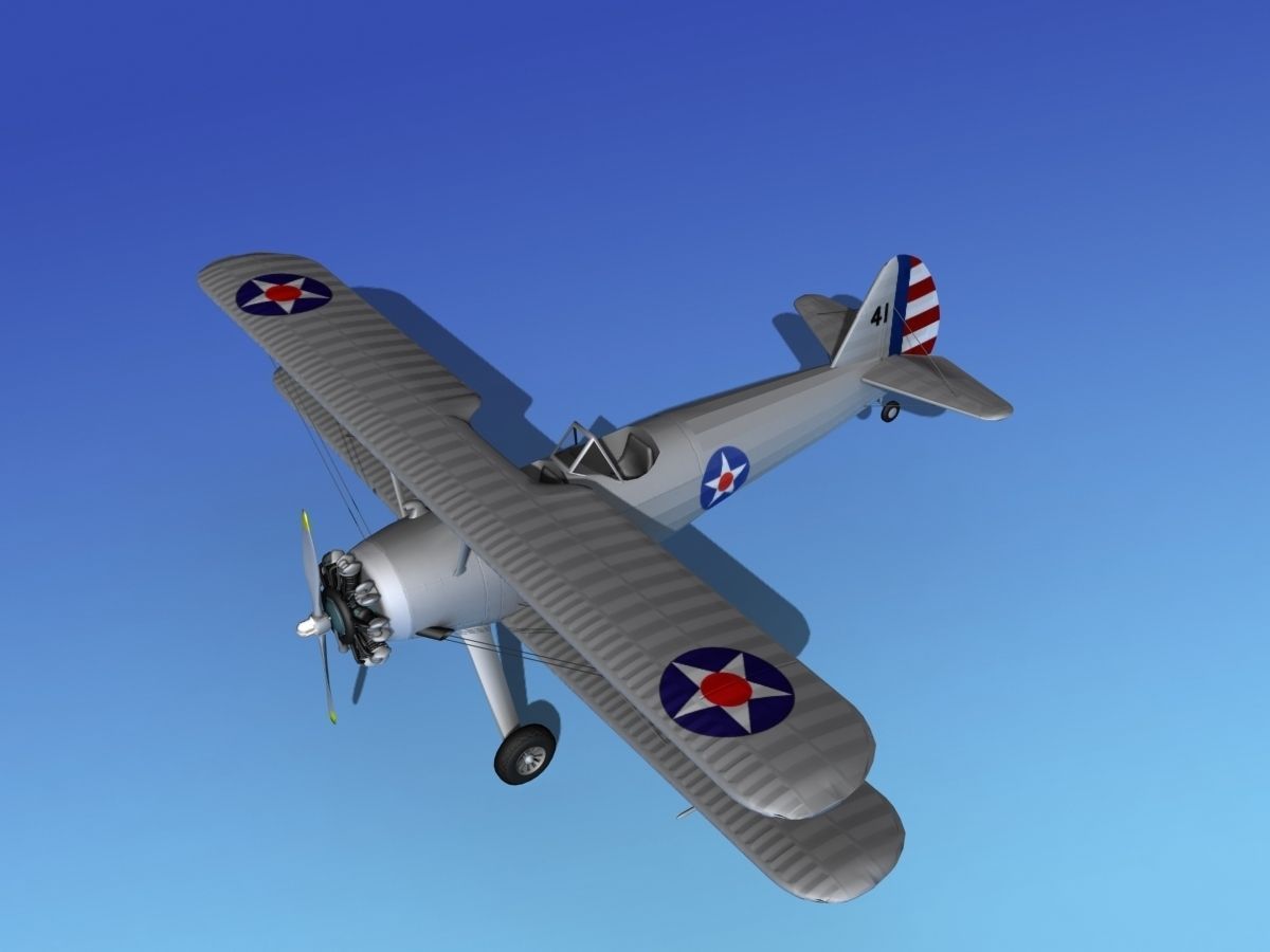 Stearman PT-17 Kaydet Military Trainer 3D model_9