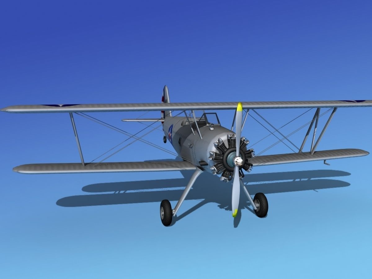Stearman PT-17 Kaydet Military Trainer 3D model_2