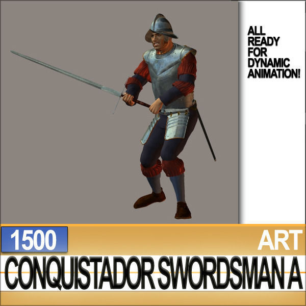 Conquistador Swordsman Props Poser Daz A 1500 3D model_30