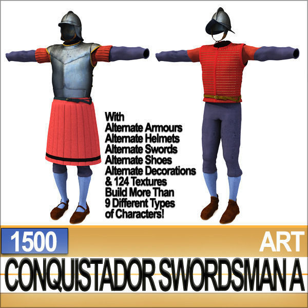 Conquistador Swordsman Props Poser Daz A 1500 3D model_16