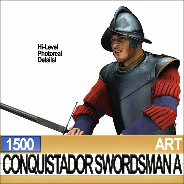 Conquistador Swordsman Props Poser Daz A 1500 3D model_2