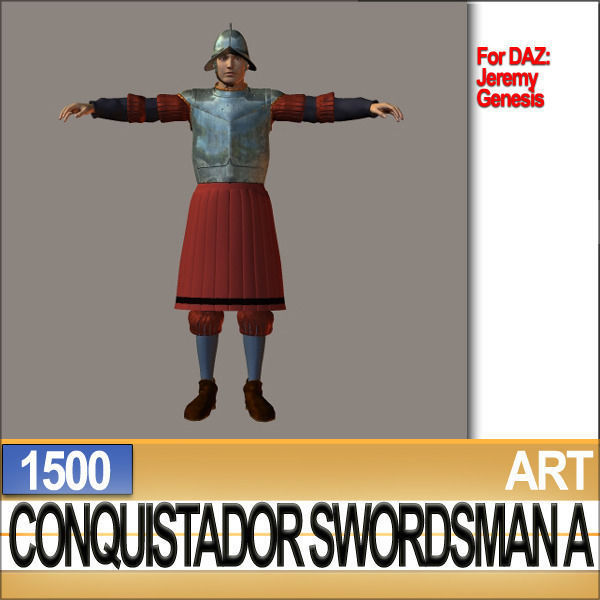 Conquistador Swordsman Props Poser Daz A 1500 3D model_29