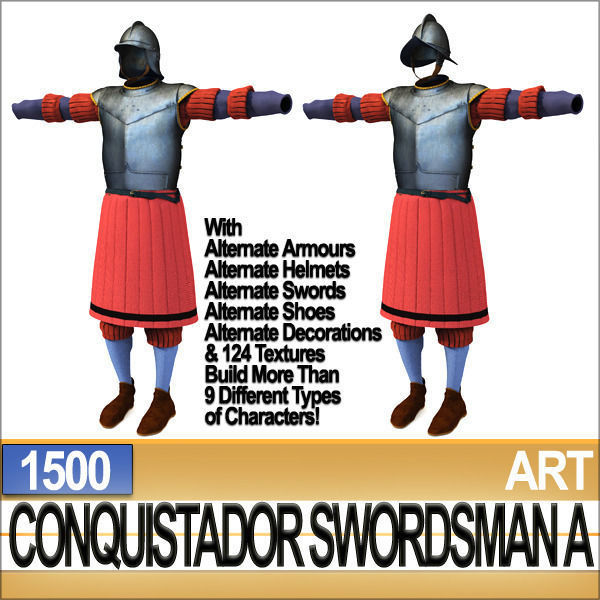 Conquistador Swordsman Props Poser Daz A 1500 3D model_17
