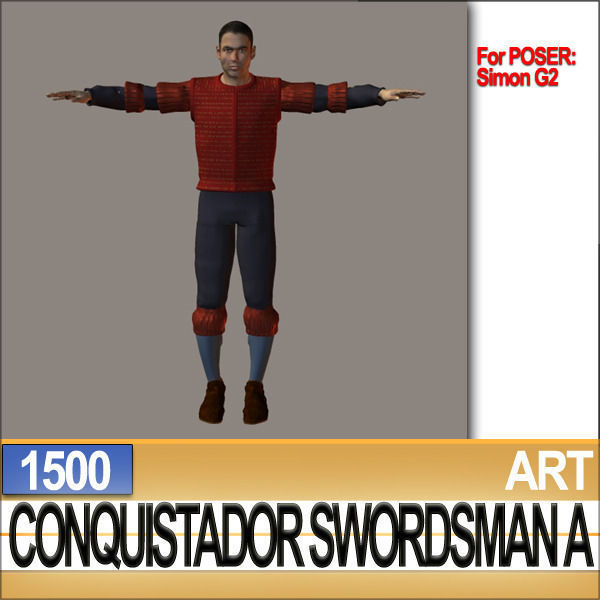 Conquistador Swordsman Props Poser Daz A 1500 3D model_26