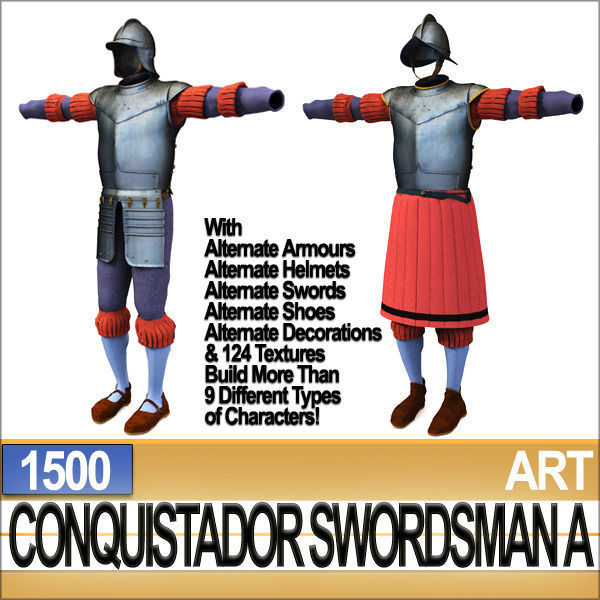 Conquistador Swordsman Props Poser Daz A 1500 3D model_18