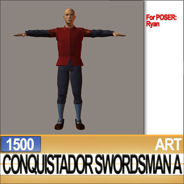 Conquistador Swordsman Props Poser Daz A 1500 3D model_28
