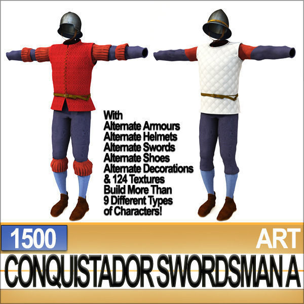 Conquistador Swordsman Props Poser Daz A 1500 3D model_14