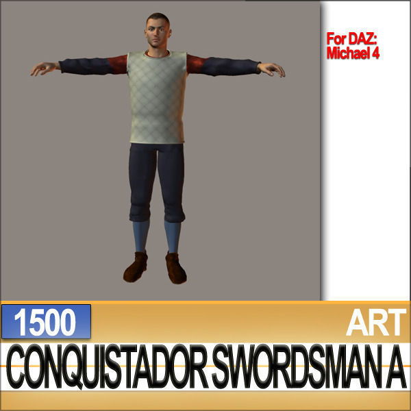 Conquistador Swordsman Props Poser Daz A 1500 3D model_27