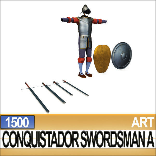 Conquistador Swordsman Props Poser Daz A 1500 3D model_8