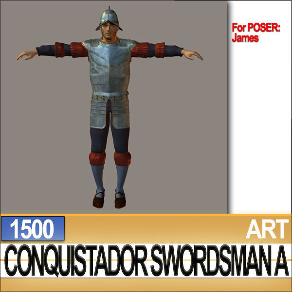 Conquistador Swordsman Props Poser Daz A 1500 3D model_25