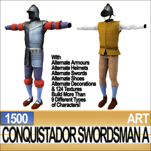 Conquistador Swordsman Props Poser Daz A 1500 3D model_15