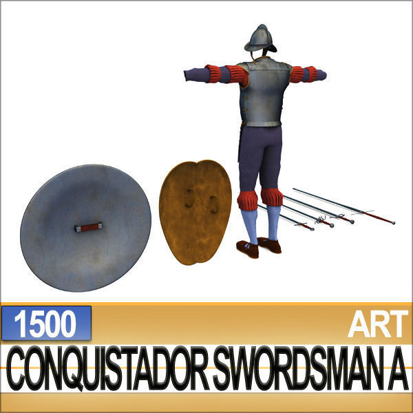 Conquistador Swordsman Props Poser Daz A 1500 3D model_10