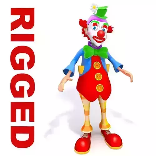 Clown cartoon rigged Low-poly 3D model