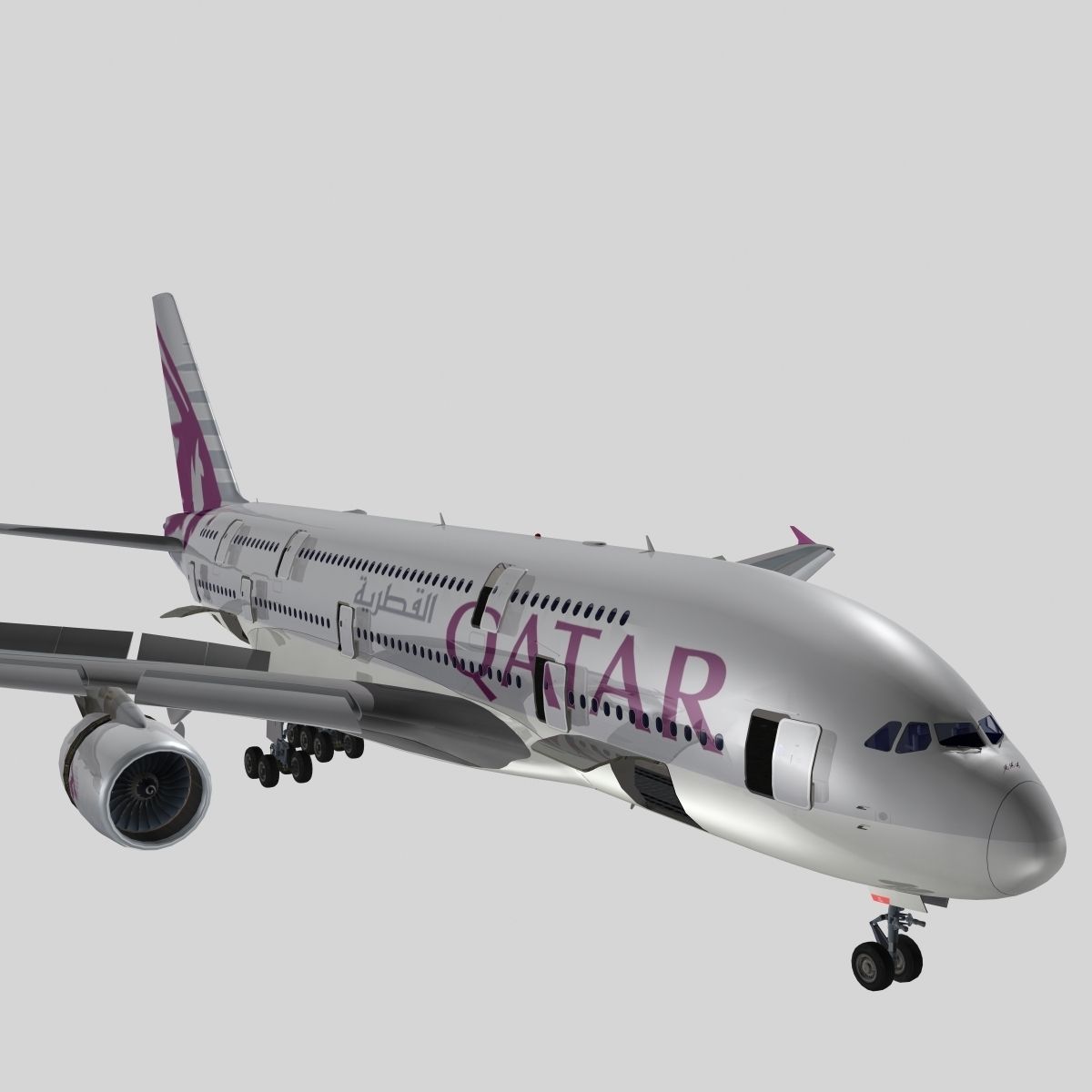 Airbus A-380 Qatar Airways 3D model_10