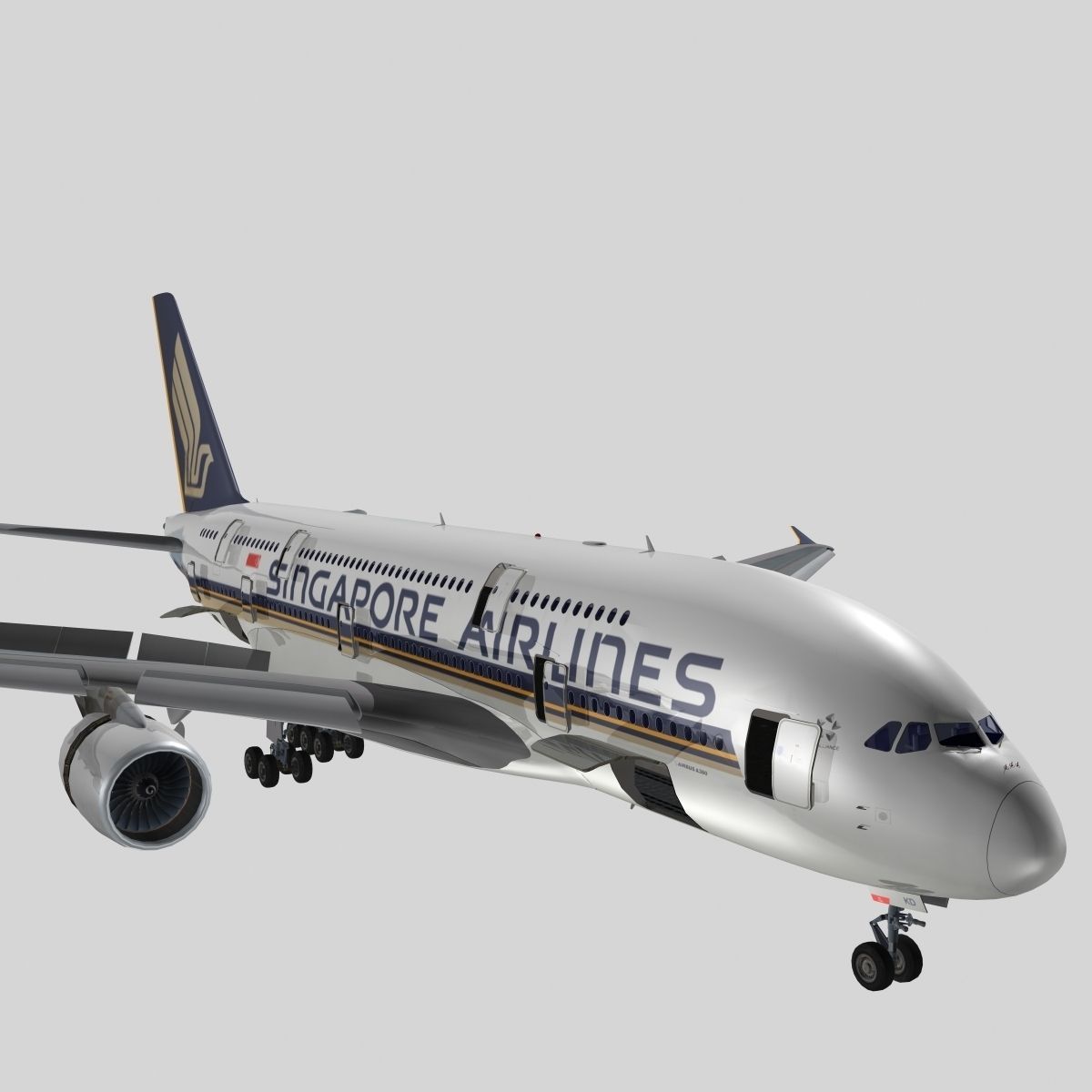 Airbus A-380 Singapore Airlines 3D model_10