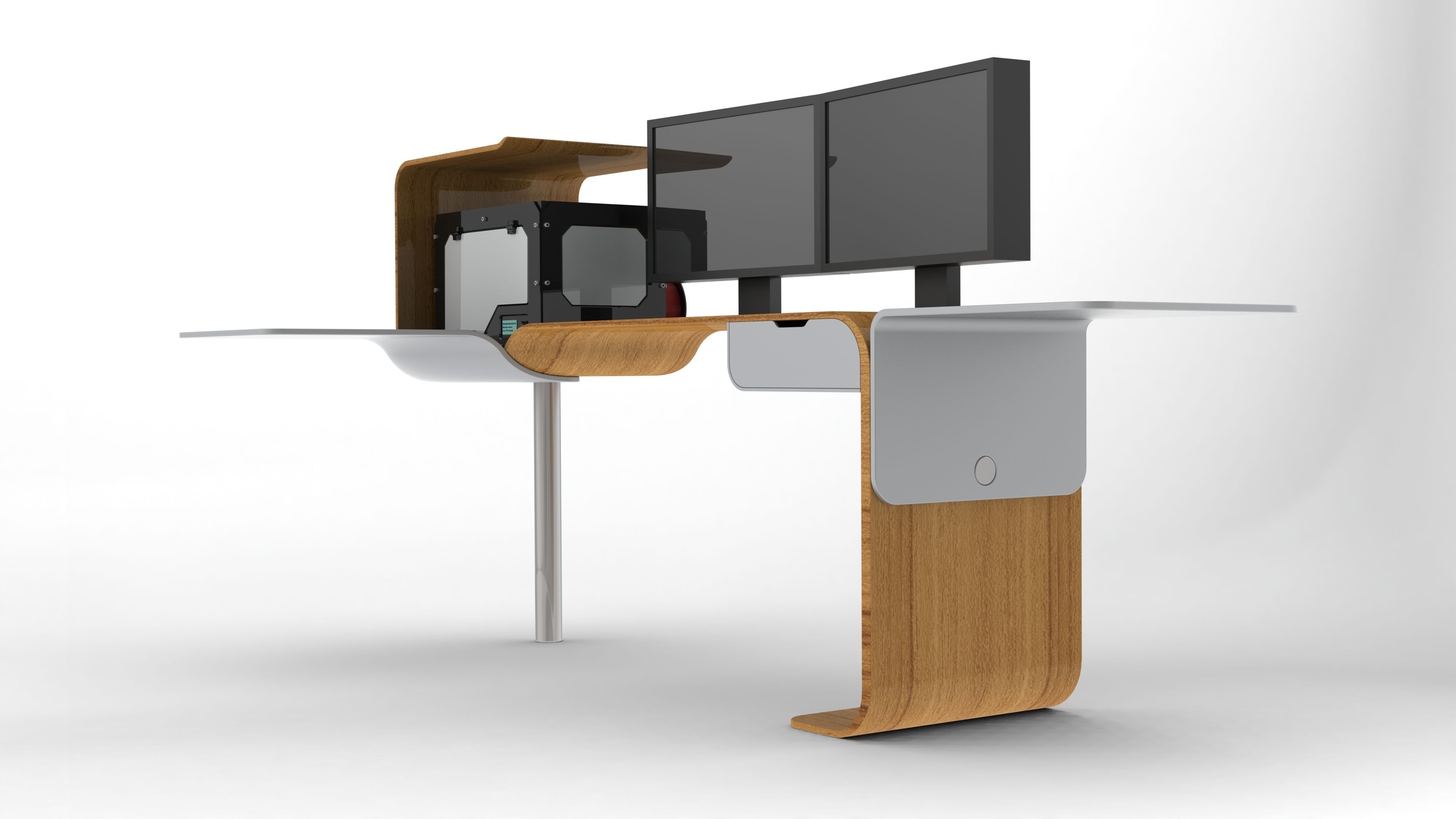 Future Desk 2 Free 3D model_1