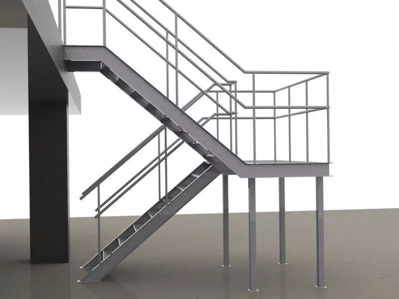 Steel stairs 2 Free 3D model_0