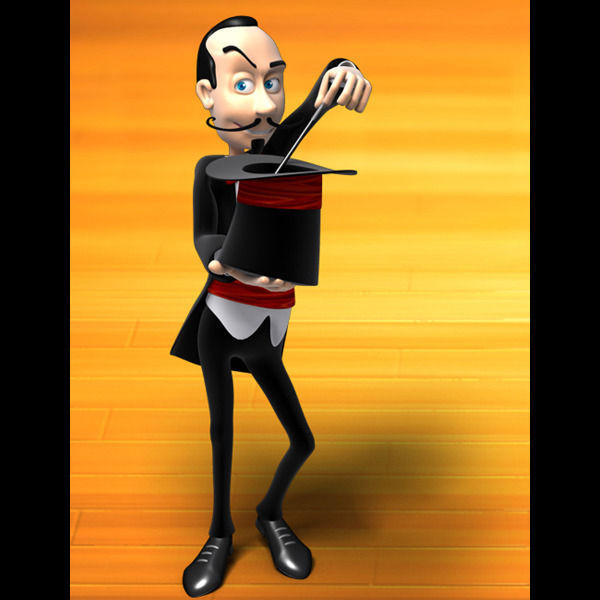 Magician cartoon rigged Low-poly 3D model_8