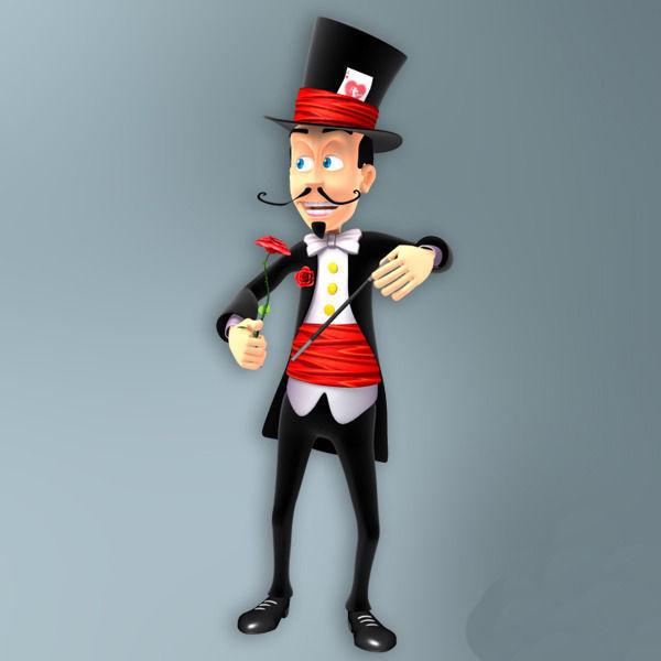 Magician cartoon rigged Low-poly 3D model_12