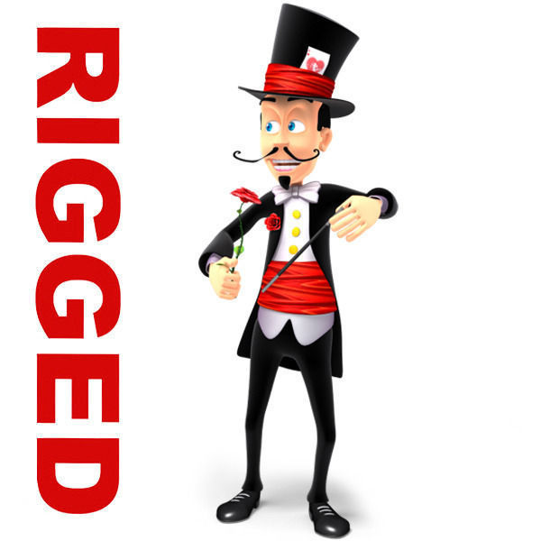 Magician cartoon rigged Low-poly 3D model_2