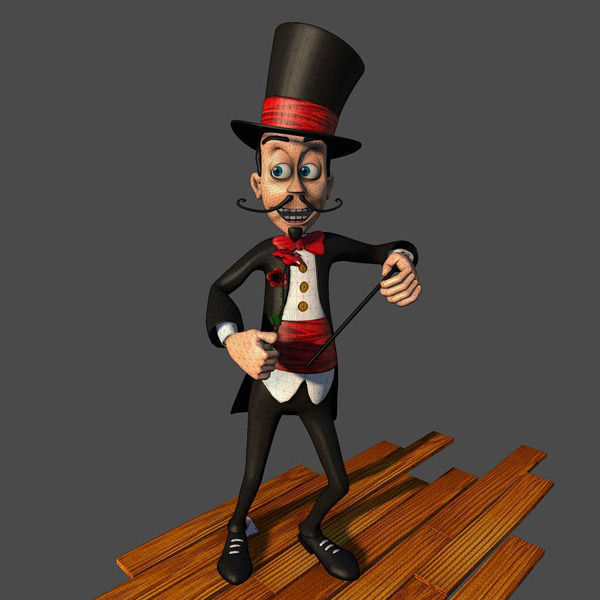 Magician cartoon rigged Low-poly 3D model_6