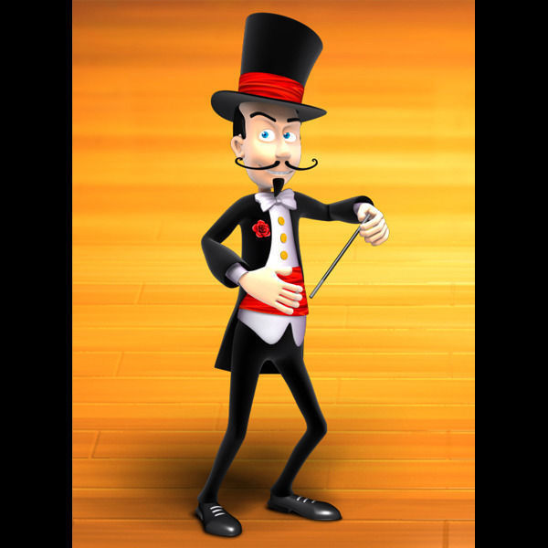 Magician cartoon rigged Low-poly 3D model_7