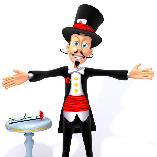 Magician cartoon rigged Low-poly 3D model_13