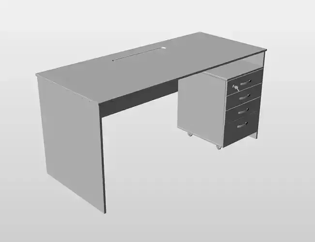 Office Table with Drawers Free 3D model