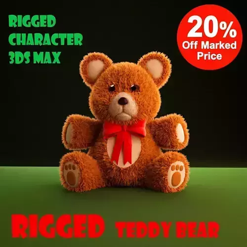 Teddy Bear cartoon rigged Low-poly 3D model