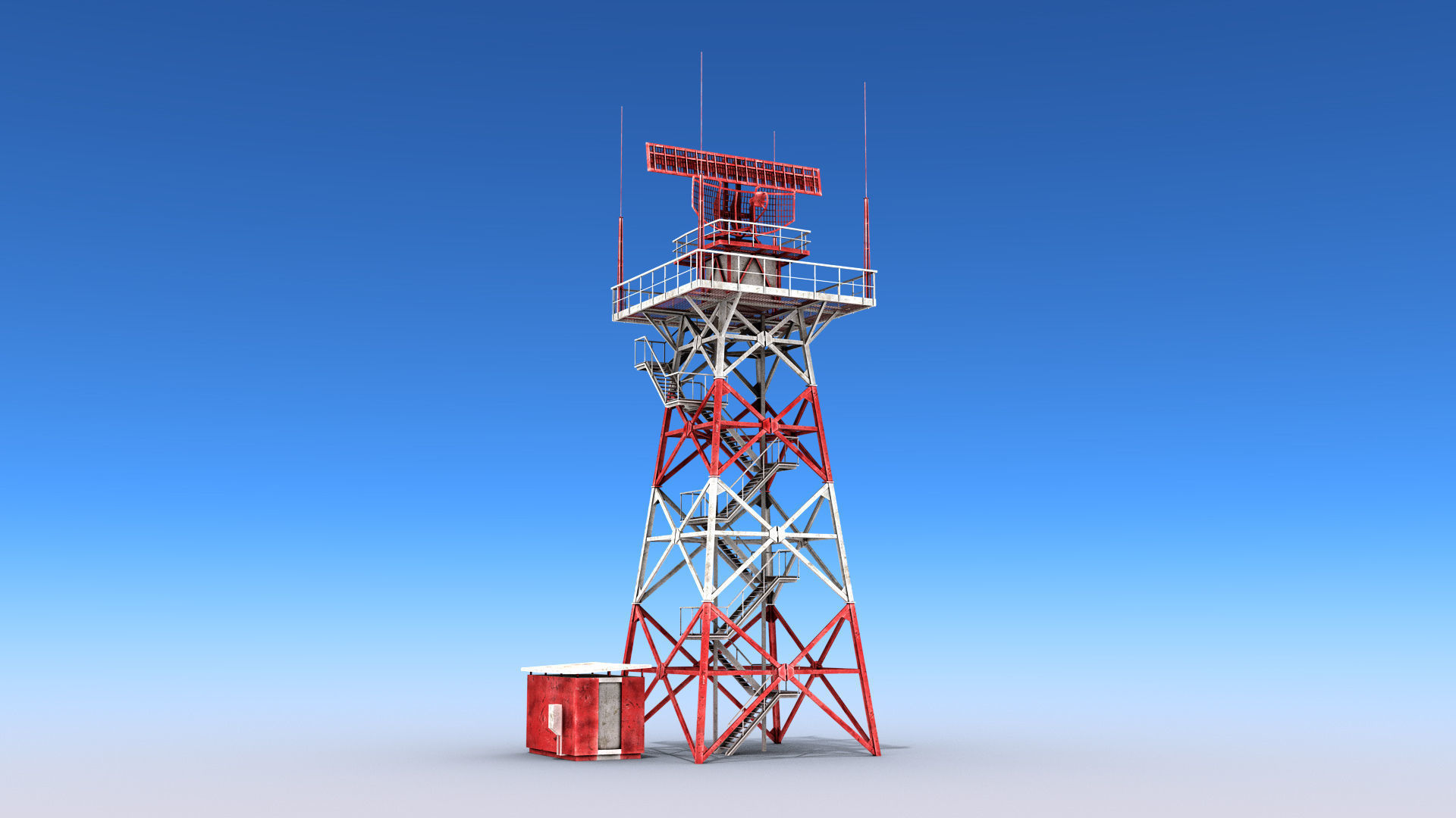 Big Radar Tower Low-poly 3D model_3