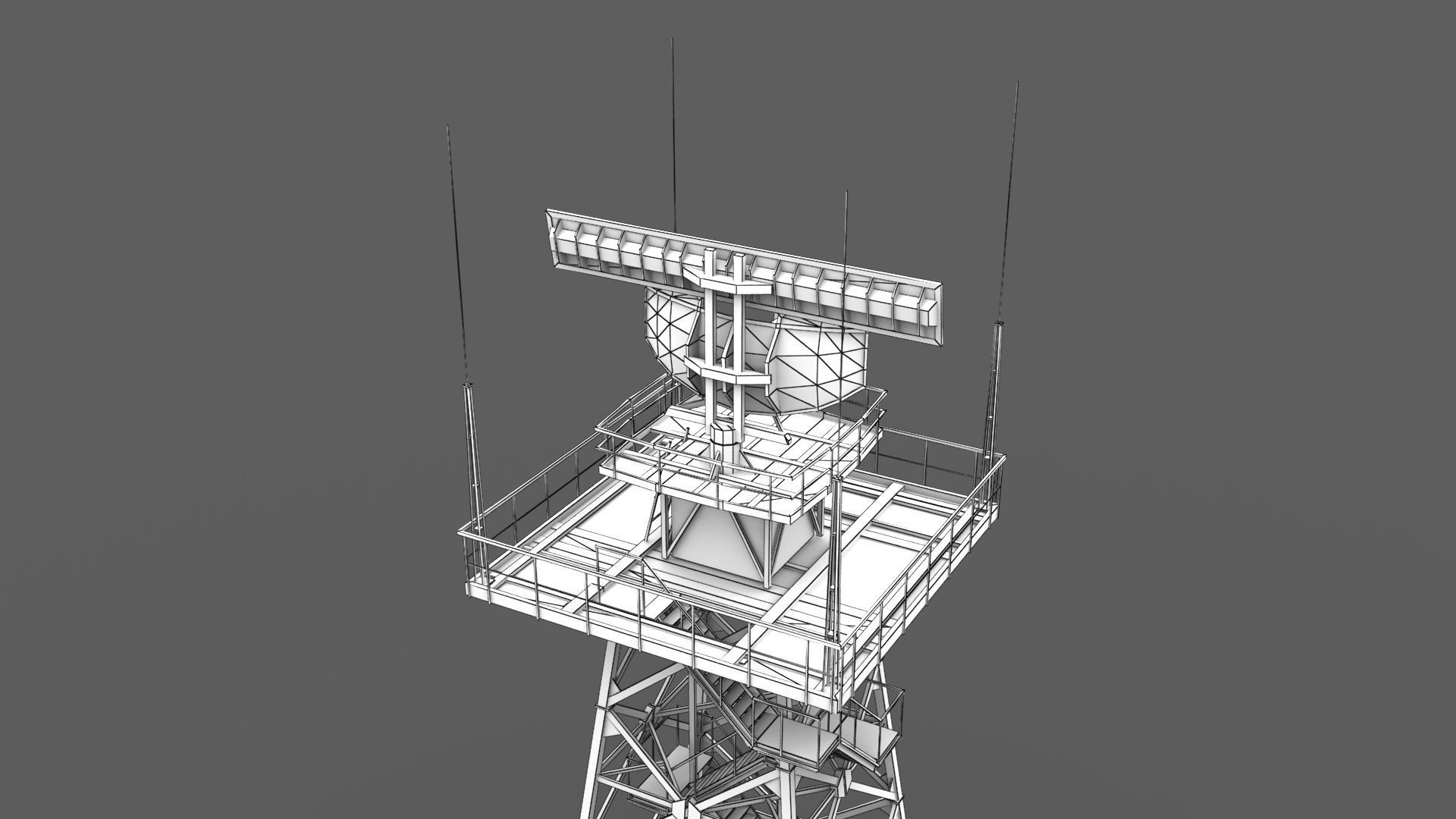 Big Radar Tower Low-poly 3D model_8