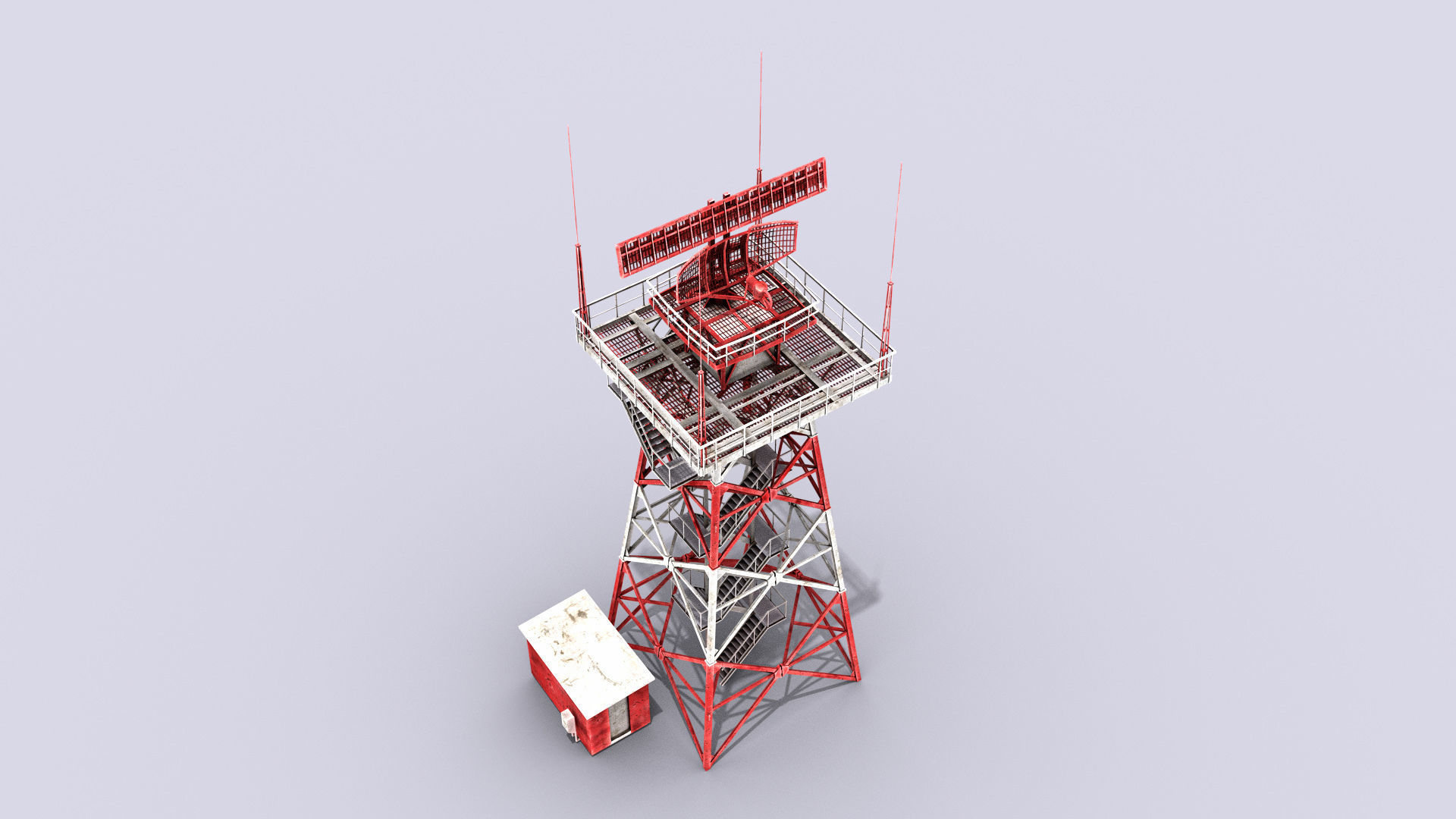 Big Radar Tower Low-poly 3D model_5