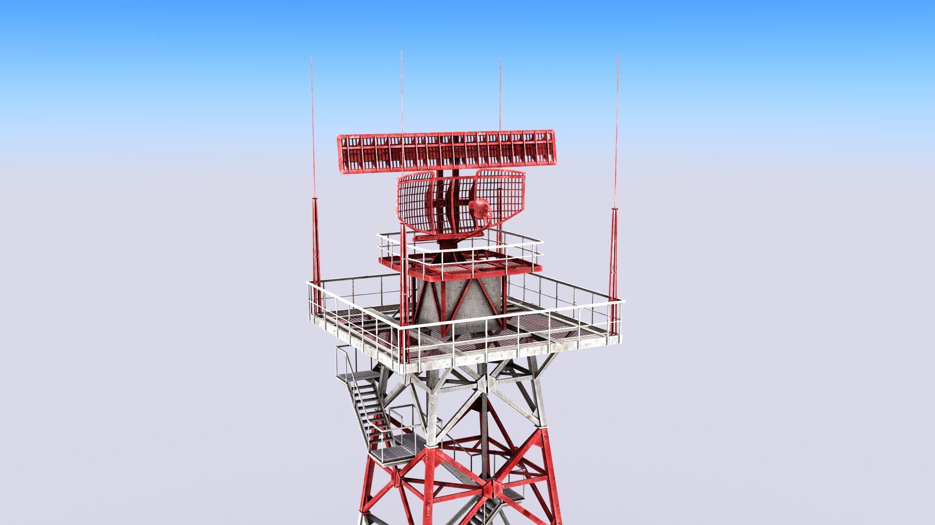 Big Radar Tower Low-poly 3D model_4