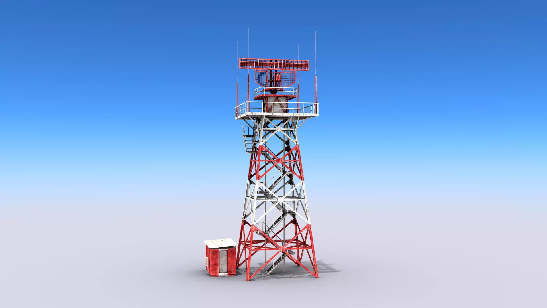 Big Radar Tower Low-poly 3D model_0