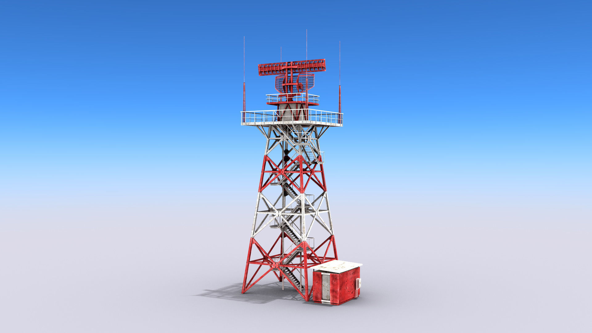 Big Radar Tower Low-poly 3D model_6