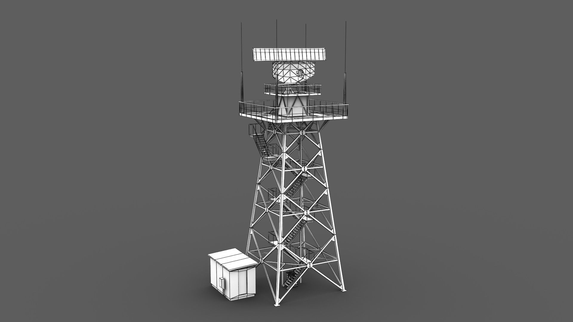 Big Radar Tower Low-poly 3D model_7