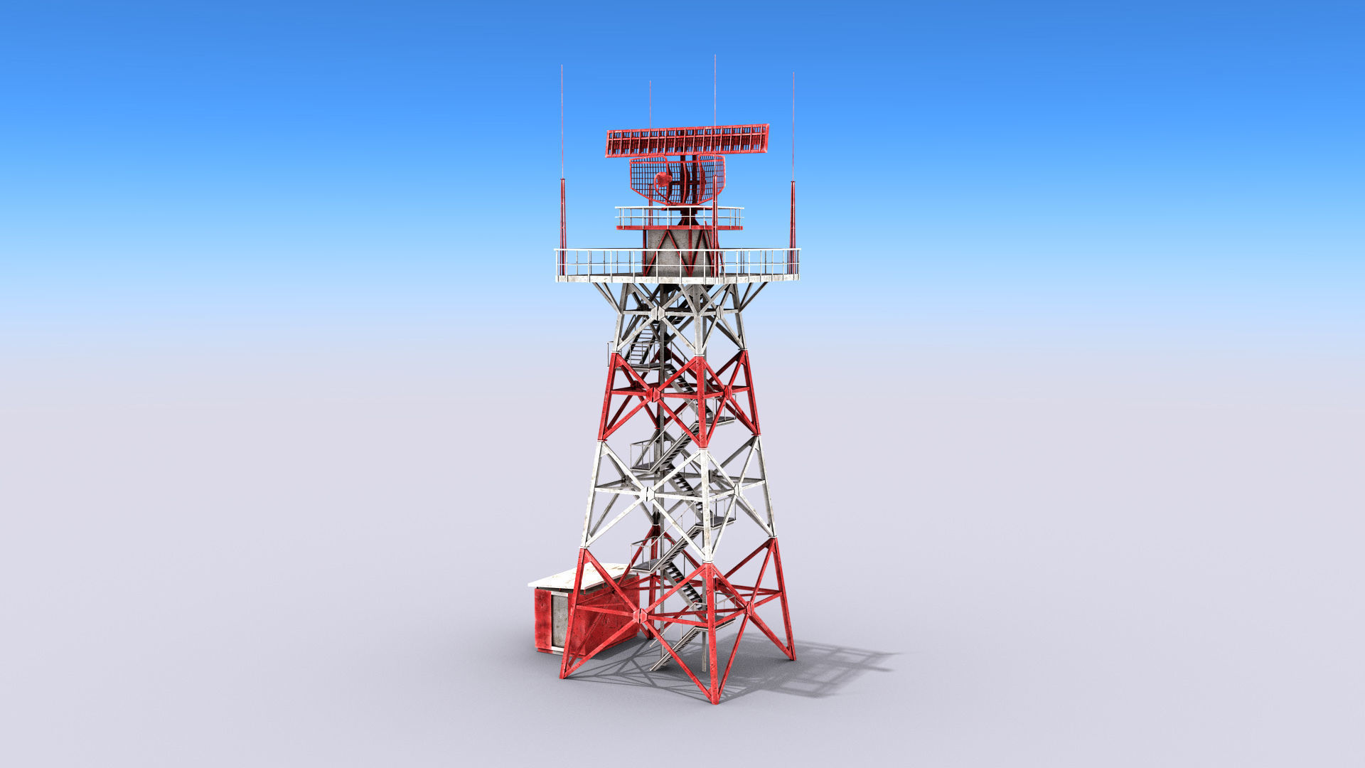 Big Radar Tower Low-poly 3D model_2