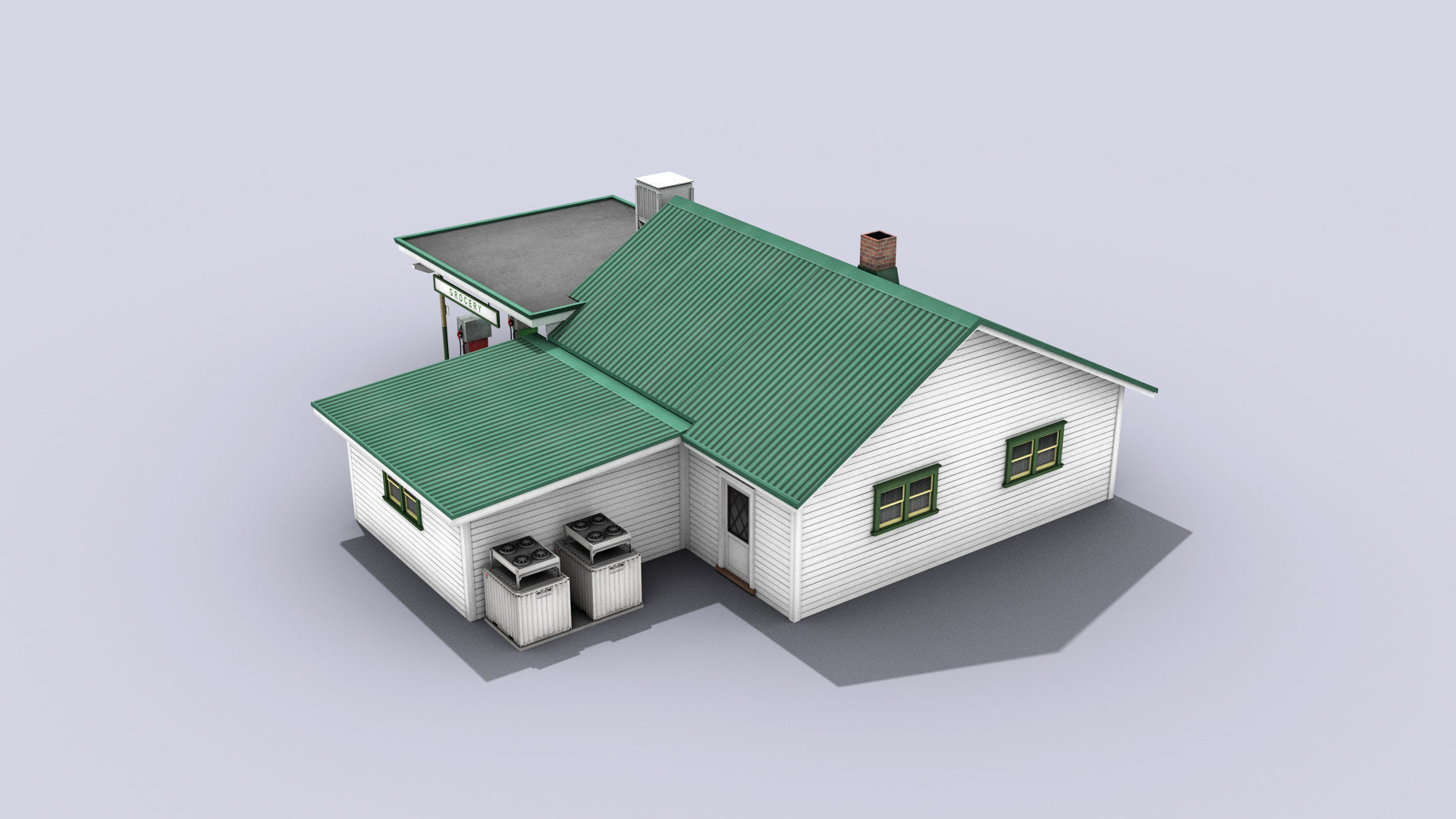 Gas Station With Grocery Low-poly 3D model_3